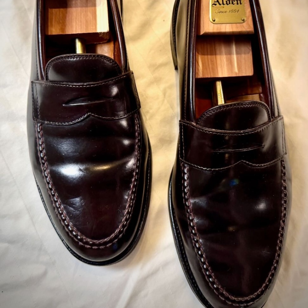 Alden Men's 986 - Leisure Handsewn Moccasin Penny in Shell Cordovan Color 8